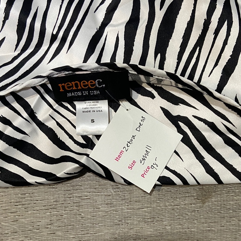 Renee C. Monochrome Zebra Print Midi Dress - Picture 2 of 3